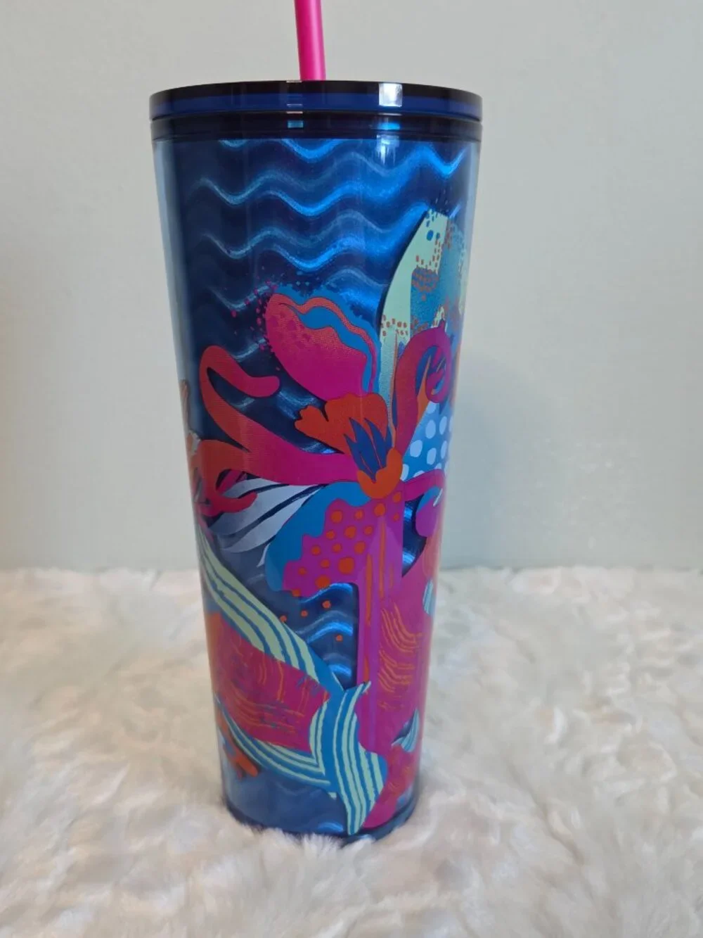 Starbucks 24oz Tumbler Summer 2024 Holographic Blue Waves Tropical Reef NWT